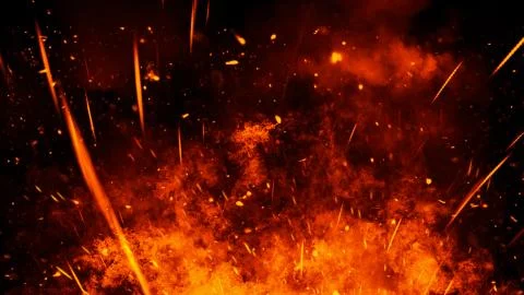 Realistic isolated fire effect for decoration and covering on black backgroun Stock Illustration