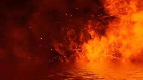 Realistic isolated fire effect for decoration and covering with refleticon in Stock Illustration