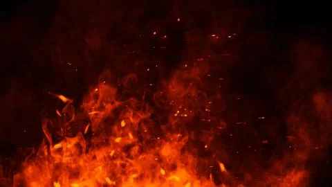 Realistic isolated fire effect for decoration and covering on black backgroun Stock Illustration