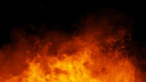 Realistic isolated fire effect for decoration and covering on black backgroun Stock Illustration