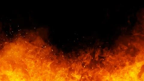 Realistic isolated fire effect for decoration and covering on black backgroun Stock Illustration