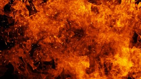Realistic isolated fire effect for decoration and covering on black backgroun Stock Illustration