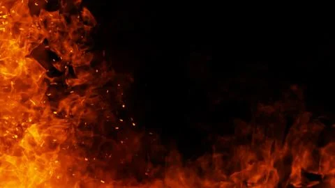 Realistic isolated fire effect for decoration and covering on black backgroun Stock Illustration