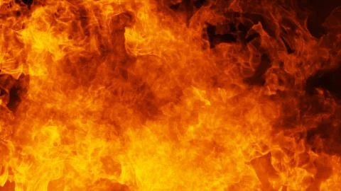 Realistic isolated fire effect for decoration and covering on black backgroun Stock Illustration