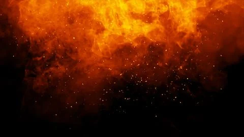 Realistic isolated fire effect for decoration and covering on black backgroun Stock Illustration