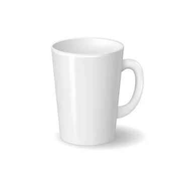 Realistic isolated white ceramic cup with shadows. Template for brand design Stock Illustration