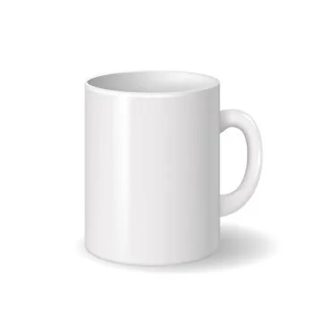 Realistic isolated white ceramic cup with shadows. Template for brand design Stock Illustration