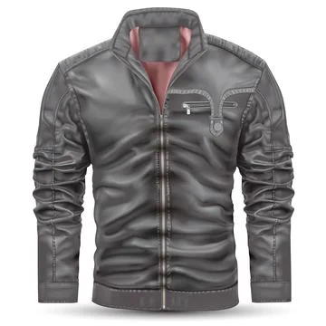 Realistic jacket leather grey on white background vector Stock Illustration