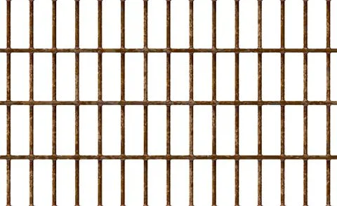 Realistic Jail bars rusty, prison background iron interior. Brown cells old. Stock Illustration