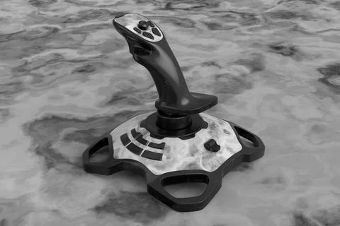 Realistic joystick for flight simulator with black marble texture on dark Stock Illustration
