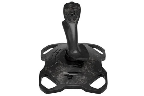 Realistic joystick for flight simulator with black marble texture on white Stock Illustration