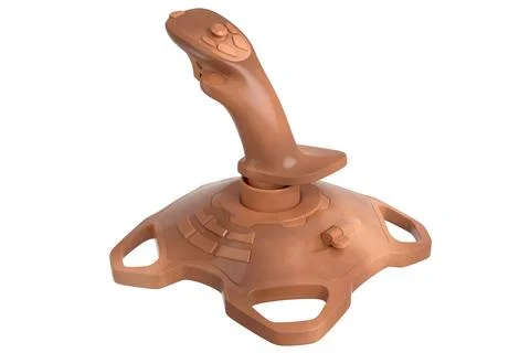 Realistic joystick for flight simulator with black marble texture on white Stock Illustration