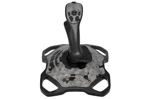 Realistic joystick for flight simulator with black marble texture on white Stock Illustration