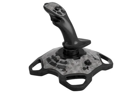 Realistic joystick for flight simulator with black marble texture on white Stock Illustration