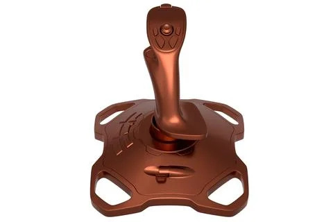 Realistic joystick for flight simulator with copper chrome texture on white Stock Illustration