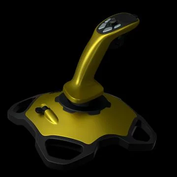 Realistic joystick for flight simulator isolated on black background Stock Illustration