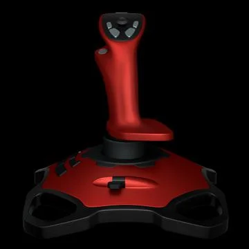 Realistic joystick for flight simulator isolated on black background Stock Illustration