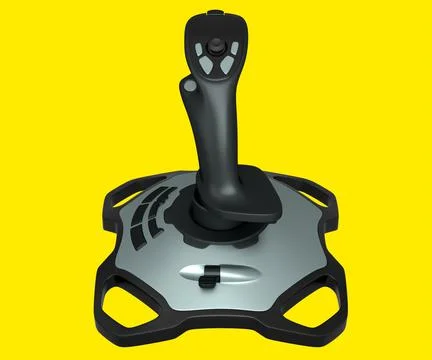 Realistic joystick for flight simulator isolated on yellow background Stock Illustration