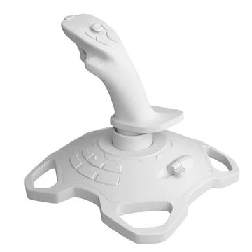 Realistic joystick for flight simulator isolated on white monochrome backgrou Stock Illustration