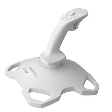 Realistic joystick for flight simulator isolated on white monochrome backgrou Stock Illustration