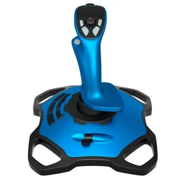 Realistic joystick for flight simulator isolated on white background Illustrazione stock