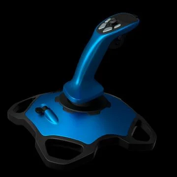 Realistic joystick for flight simulator isolated on black background Stock Illustration