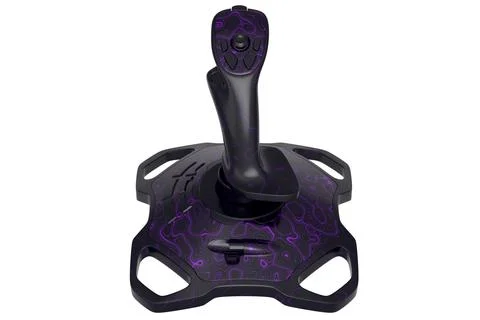 Realistic joystick for flight simulator with seamless wavy pattern on white Stock Illustration