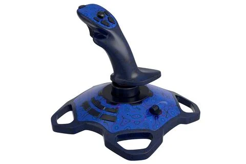 Realistic joystick for flight simulator with seamless wavy pattern on white イラスト素材