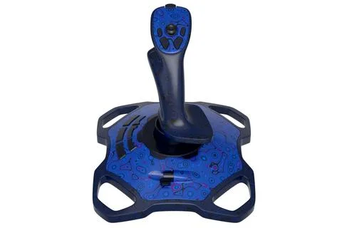 Realistic joystick for flight simulator with seamless wavy pattern on white Stock Illustration