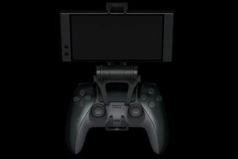 Realistic joystick for playing games on a mobile phone on black background Stock Illustration