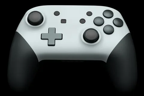 Realistic joystick for video game controller on black background Stock Illustration