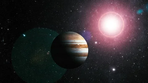 Realistic Jupiter Planet Floating in Deep Space Galaxy with Detailed Surfac.. Stock Footage 337079298