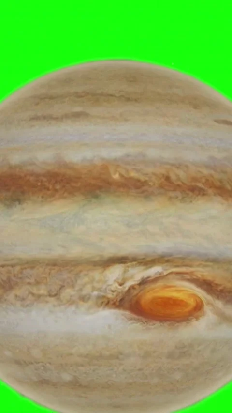 Realistic Jupiter Planet Rotating on Chroma Key Green Screen Background Stock Footage 329403962