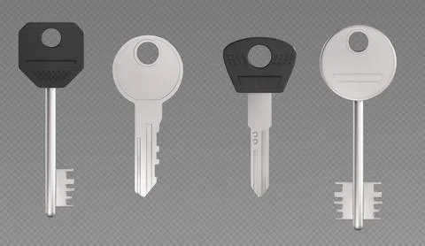 Realistic key collection on transparent background Stock Illustration