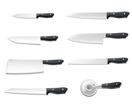 Realistic Knives Icon Set Illustrazione stock
