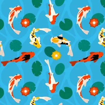 Realistic koi fish pattern Stock Illustration