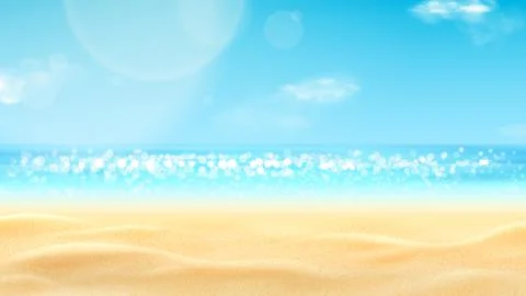 Realistic landscape of summer beach Stock Illustration