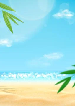 Realistic landscape with summer beach Stock Illustration