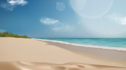 Realistic landscape of summer beach Stock Illustration
