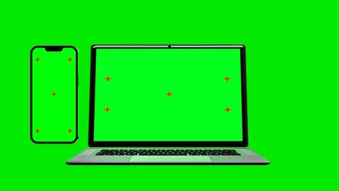 Realistic laptop and smartphone with empty screen. Stock Footage 242982129