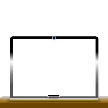 Realistic laptop base on white background. notebook computer with blank screen.  Illustrazione stock
