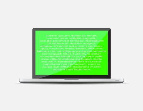 Realistic laptop computer icon. Notebook Representing your text on green screen 스톡 일러스트