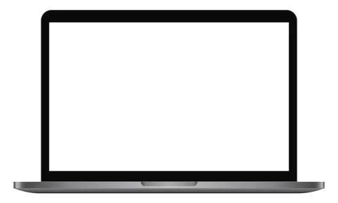 Realistic laptop device blank screen mockup template. Modern computer notebook イラスト素材