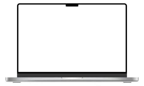 Realistic laptop device mockup template. Modern technology computer vector Stock Illustration