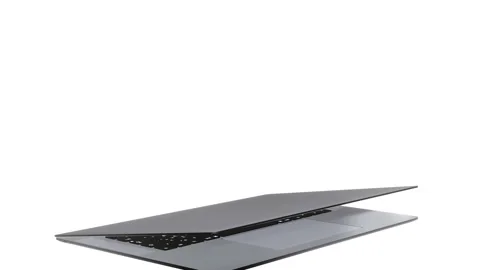 Realistic laptop with empty screen animation isolated on white background. Stock Footage 209182173