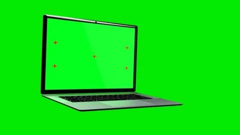 Realistic laptop with empty screen animation isolated on green screen background Stock Footage 242982120