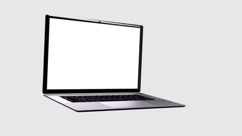 Realistic laptop with empty screen animation isolated on transparent background. Stock Footage 255717882