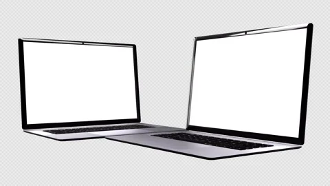 Realistic laptop with empty screen animation isolated on transparent background. Stock Footage 255717890