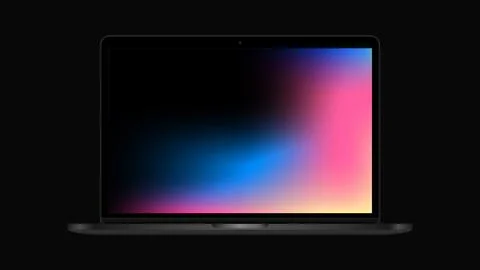 Realistic Laptop with Gradient Screen Mockup Stock Illustration