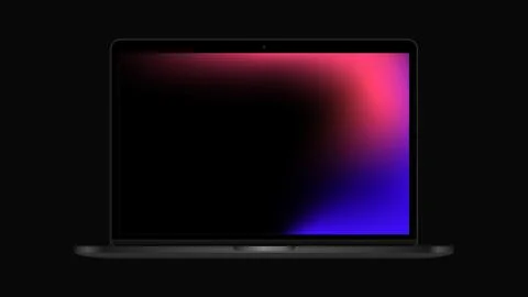 Realistic Laptop with Gradient Screen. Pro Notebook Mockup Stock Illustration